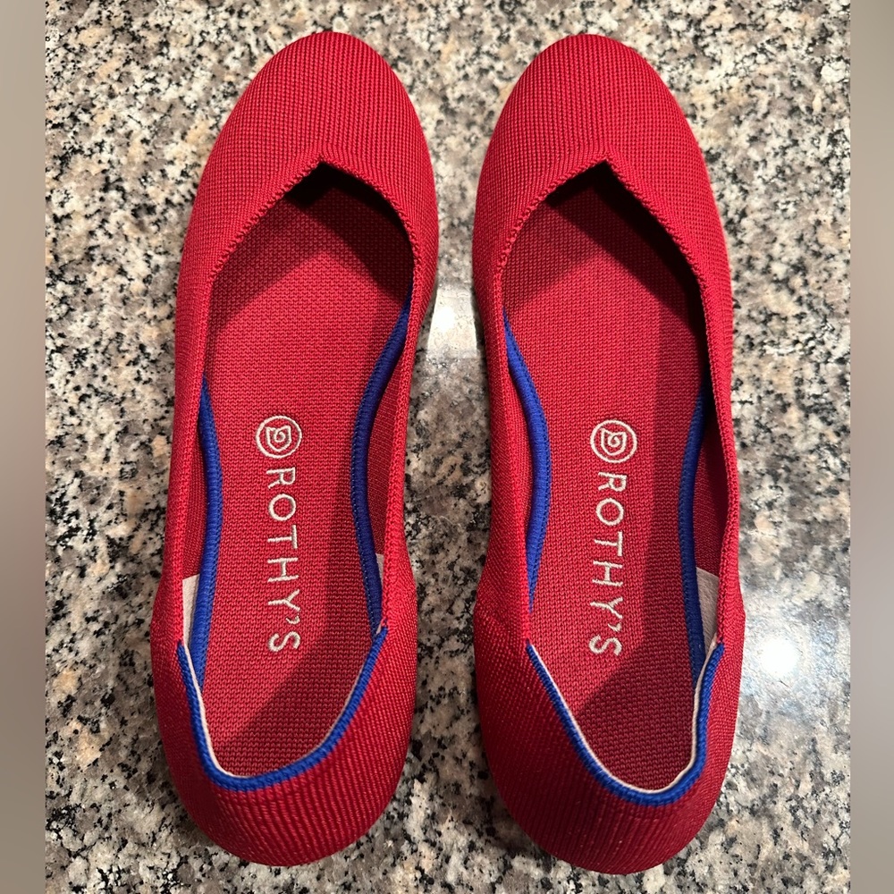 Rothy’s Round Toe Scooter Red Flats - Size 10.5